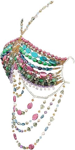 Handmade Acrylic Jewelry Body Chain Fashion Colorful Hanging Neck Suspenders Hollowed Out Bra Bra Jewelry Party Bikini Bra Chain in Saudi Arabia