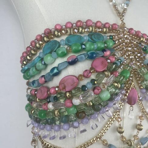 Handmade Acrylic Jewelry Body Chain Fashion Colorful Hanging Neck Suspenders Hollowed Out Bra Bra Jewelry Party Bikini Bra Chain in Saudi Arabia