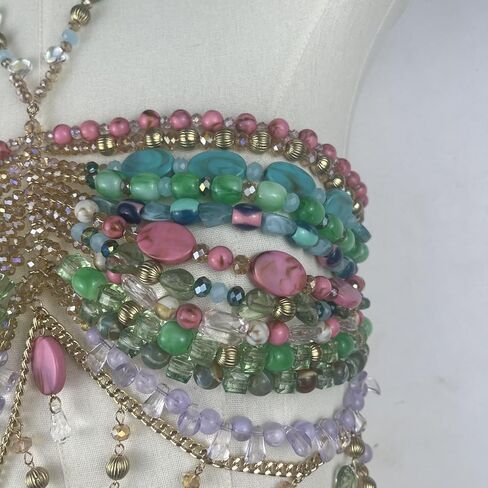 Handmade Acrylic Jewelry Body Chain Fashion Colorful Hanging Neck Suspenders Hollowed Out Bra Bra Jewelry Party Bikini Bra Chain in Saudi Arabia