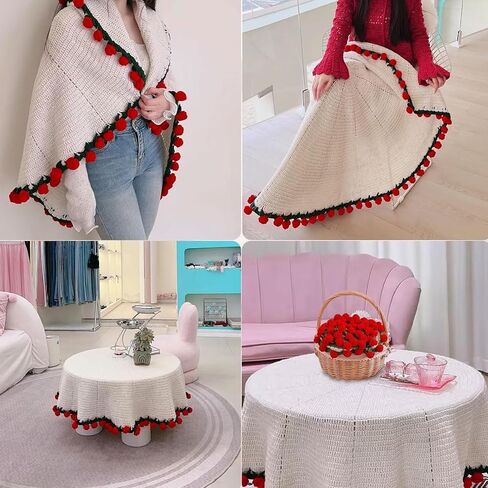 Flower Bouquet Blanket, Handmade Crochet Flower Blanket Scarf Tablecloth, Soft and Lightweight Knitted Throw Blankets for Birthday Wedding Valentine’s Day Home Decor (Blue&Purple) in Kuwait