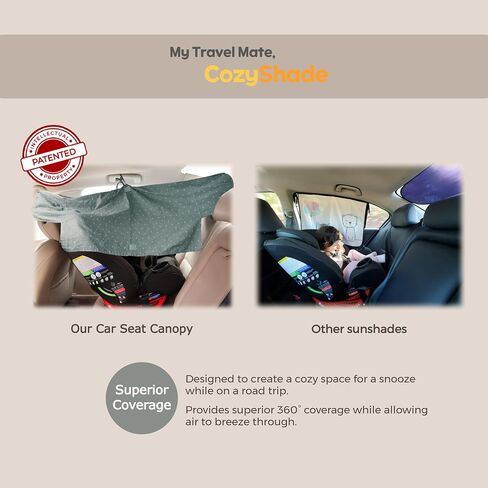 Universal Convertible Car Seat Canopy - Backseat Shade & Sun Shade Visor Extender for Baby & Toddler - Rear & Forward Facing in Saudi Arabia