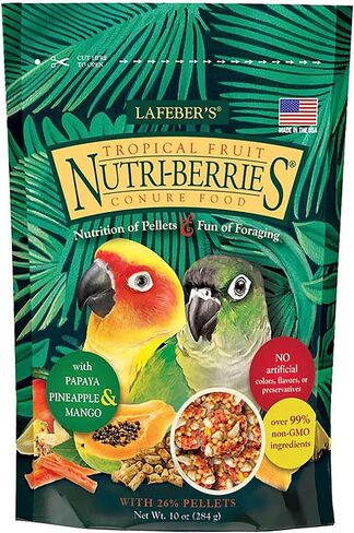 LAFEBER'S Tropical Fruit Nutri-Berries Conure Food, Made with Non-GMO and Human-Grade Ingredients, for Conures (Tropical Fruit 10 oz Pack of 2) in Saudi Arabia