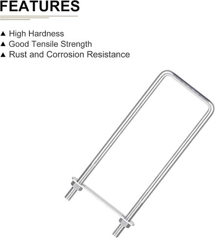 M8x50x50mm(ThreadxWxL) Square U Bolt - 1Pack - Good for Trailer Pipe Replacement Parts - 304 Stainless Steel U Shape Bolts in Saudi Arabia