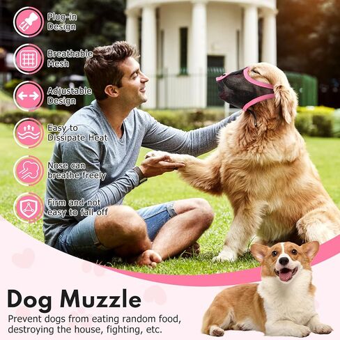 Mesh Dog Muzzle for Barking, Soft Dog Muzzle Mouth Cover Mask for Biting, Chewing and Scavenging, Breathable Mouth Guard for Small Medium Large Dogs for Aggressive Pets Training (Black L) in Saudi Arabia