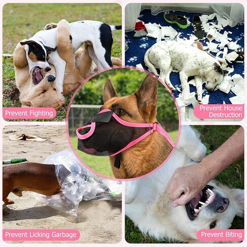 Mesh Dog Muzzle for Barking, Soft Dog Muzzle Mouth Cover Mask for Biting, Chewing and Scavenging, Breathable Mouth Guard for Small Medium Large Dogs for Aggressive Pets Training (Black L) in Saudi Arabia