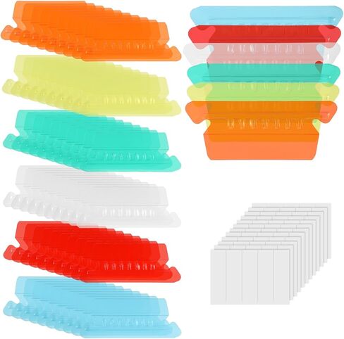 60pcs Hanging File Folder Tabs, Colored Transparent Plastic File Folder Labels with Blank Paper Inserts for Office Organization & Quick Document Identification in Kuwait