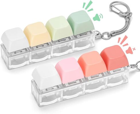 Keyboard Fidget Toy for Adults 2 PCS Slient & Clicky Fidget Keyboard Keychain Clicker Sensory Toys for Anxiety Stress Relief (Pink&Green, 2P-4 in 1) in Saudi Arabia