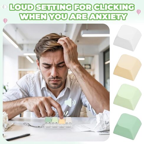 Keyboard Fidget Toy for Adults 2 PCS Slient & Clicky Fidget Keyboard Keychain Clicker Sensory Toys for Anxiety Stress Relief (Pink&Green, 2P-4 in 1) in Saudi Arabia
