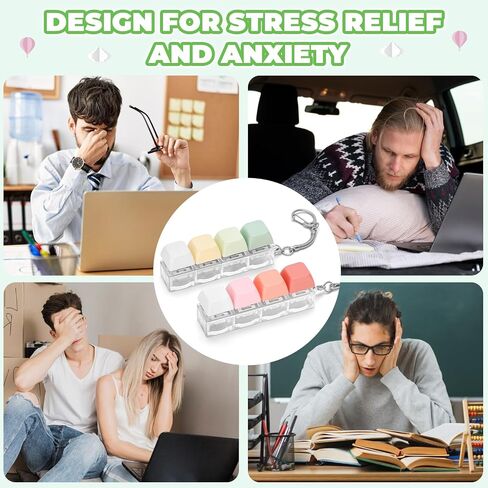 Keyboard Fidget Toy for Adults 2 PCS Slient & Clicky Fidget Keyboard Keychain Clicker Sensory Toys for Anxiety Stress Relief (Pink&Green, 2P-4 in 1) in Saudi Arabia