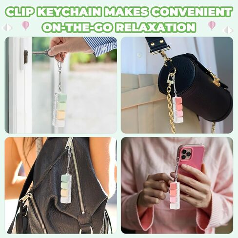 Keyboard Fidget Toy for Adults 2 PCS Slient & Clicky Fidget Keyboard Keychain Clicker Sensory Toys for Anxiety Stress Relief (Pink&Green, 2P-4 in 1) in Saudi Arabia