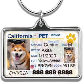 Custom Pet Driver License ID Tags - Personalized Dog ID Tags, Durable Metal Tags for Dogs and Cats, Customizable for All States, Gift for Pet Lovers