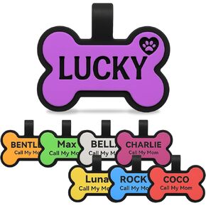 Silicone Silent Dog Tag - Dog Tags Personalized for Pets, Custom Engraved Pet ID Dog Name Tag, Cute Custom Designs for Dogs and Cats​
