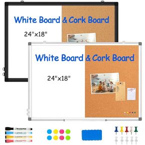 [24" x 18"] Whiteboard Corkboard Combo Set, 2 Pack