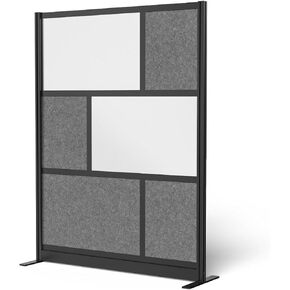City Sleek Wall Room Divider System - Black Frame - 53-in x 70-in Starter Wall with Whiteboard, Noise-Absorbing PET Panels, Versatile Design, Perfect for Offices and Classrooms