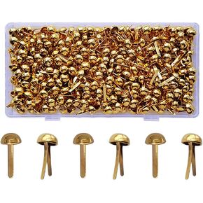 300 Pcs Brass Brads Round, Mini Brads for Paper Crafts, Pins for Crafts, Brads for DIY Crafts Projects Scrapbooking (0.32x0.6 Inch Gold)