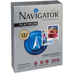 Navigator Platinum Office Multipurpose Paper - for Laser Print - Letter - 8.50" x 11" - 28 lb - Smooth - 99 Brightness - 2500 / Carton - Bright White
