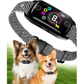 Dog Bark Collar for Large Medium Small Dogs, Smart Automatic AI Shock Collar for Dogs Rechargeable Training Collar, Anti-Barking Device with IP67 Waterproof, 4 Training Mode and 8 Sensitivity