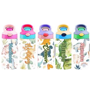 Customized Watercolor Dinosaur Sippy Cup| Watercolor Dino Water Bottle with Handles Leak Proof | BPA Free| Personalized Cup Add Name| Back to School