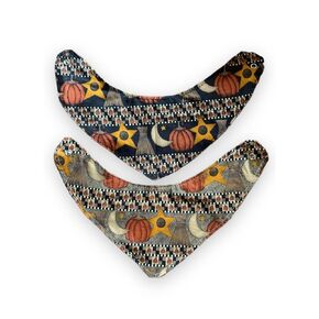 Unisex Baby Fall Harvest Pumpkin Print Bandana Dribble Bib Pair