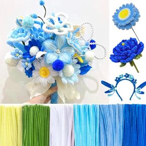 600 Pcs Pink Pipe Cleaners Craft for Flowers, Pastel Chenille Stems for DIY Art Projects Creative Gift(6 Colors), Bulk Fuzzy Pipe Cleaner Flower Kit, Ideals for Party Decor (Pink Flower)