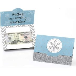 Big Dot of Happiness Winter Wonderland - Snowflake Holiday Party and Winter Wedding Money and Gift Card Holders - Set of 8