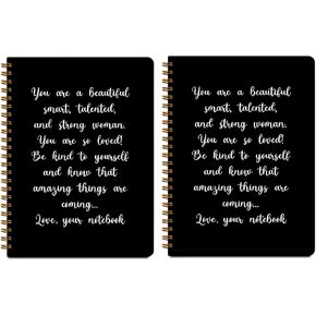 2Pcs Cute Spiral Notebook, Floral Cat College Ruled Spiral Notebook, 160 Pages Hardcover Notebooks Journals for Writing Travel Business Office, Funny Aesthetic Notebooks for Women Cat Garden