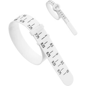 2 Pcs Bracelet Sizer and Ring Measuring Tool Set, Reusable Finger Measure for Ring Size - US Size, Universal Bracelet Measuring Tool for Women Men - UK Sizes (White)