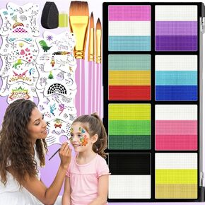 Face Painting Kit for Kids & Adults, Non-Toxic, Water-Based, Washable Professional Face Paint with 18 Vibrant Colors, Stencils & Brushes - Perfect for Halloween, Birthday Parties, Festivals & Events
