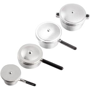 1Set Mini Metal Kitchen Otensil Silver Cooking للعب التظاهر والمرح الخيالي الآمن وملحقات المطبخ المصغرة
