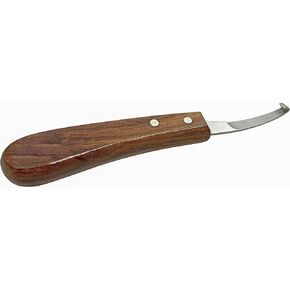 Right-Handed Hoof Knife – Razor Sharp Short J2 Steel Blade, Professional Farrier Tool for Horse Hoof Trimming, Goats, Sheep & Livestock | Ergonomic, Rust-Resistant Wooden Handle.