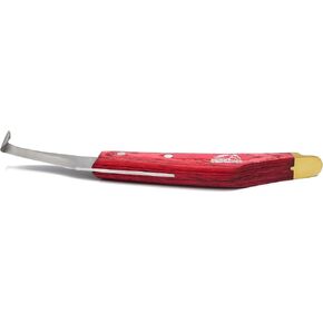 Hoof Knife - J2 Japanese Steel Blade with Hoof Pick, Brass Topper Sheet Handle - Farrier Tool for Horse & Cow Hoof Care, Shoeing, Trimming, and Supplies. (Left-Handed)