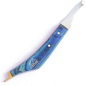 Right-Handed Hoof Knife - Ultra-Sharp J2 Stainless Steel Blade, Brass Topper, Ergonomic Sheet Handle - Professional Farrier Tool for Horse Hoof Trimming, Shoeing & Hoof Care.