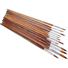 HBJWOV 12Pcs Artists Paint Brush Set Nylon Hair Acrylic Watercolor Round Pointed Tip