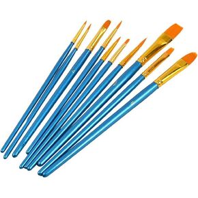 HBJWOV 10 Pcs Artist Paint Brush Set Nylon Hair Watercolor Acrylic Oil Painting Brushes Drawing Art Supplie