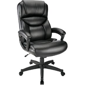 Realspace® Fennington Bonded Leather High-Back Chair, Black