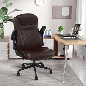 Ergonomic Executive Office Chair for Big & Tall - 500lbs Capacity with Lumbar Support & Flip-Up Armrests, Heavy Duty PU Leather Computer Desk Chair, Black in Saudi Arabia