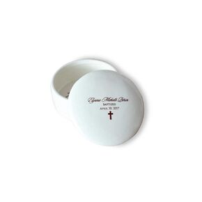 Personalized Baptism Gift, First Communion Gift, Confirmation Gift - With Irish Blessing, Name & Date - Round Keepsake Box - Script Font