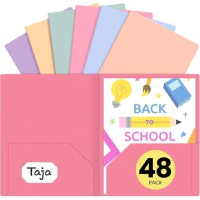 Plastic Folders with Pockets (6 Pack, Assorted Bright Colors), 2 Pocket Folders with Business Card Slot, Heavy Duty Folders Fit Letter Size Documents, Perfect for School, Office & Business