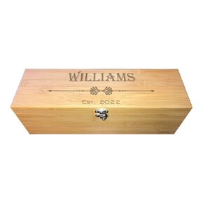 Personalized Wine Box with Tool Set Bamboo Engraved Custom Text Name Date