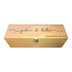 Personalized Wine Box with Tool Set Bamboo Engraved Custom Names and Text