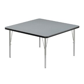 Correll 36" Square Classroom Activity Table, Height Adjustable (19"-29") Gray Granite Durable Thermal Fused Laminate Top, Silver/Chrome Legs, School Furniture, Made in The USA