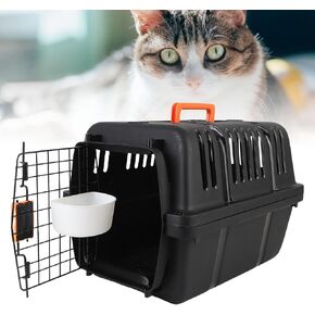 Cuifati Travel Pet Carrier, Large Plastic Kennels Cat Crate, Portable Travelling Pet Kennel for Small Cats and Dogs, Airline Friendly, Breathable Mesh Design (Black)
