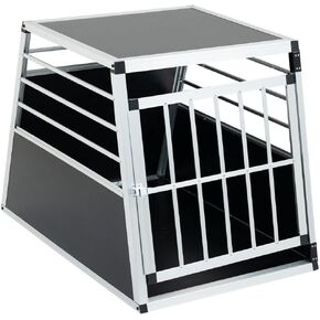Aluminum Dog Crate Transport Box, 36" Heavy Duty Pet Travel Crate with Lockable Door, Trapezoidal Car Kennel, Ventilated Dog Carrier for Medium & Large Dogs, Easy Clean, 35.8"L x 25.6"W x 27.2"H