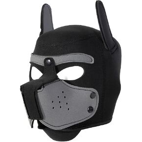 Pup Hood, Pup Play Hood, Removable Dog Full Face Pup Hood (Red)