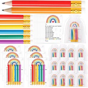 27 Sets End of Year Student Inspirational Gifts Bulk for Kids from Teacher:Summer Rainbow Pencils Motivational Cards and Bags Back to School Classroom Party Supplies