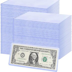 20 Pack Currency Sleeves: Clear Rigid PVC Protective Dollar Bill Sleeves - Currency Topload Holder - Safe Scratch-Resistant Display Paper Money Dollar Bill Holders for Collectors