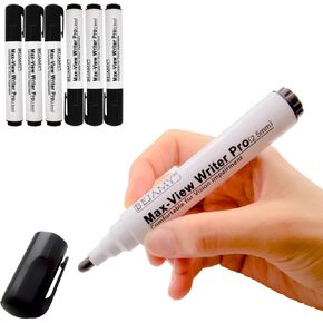 (نصيحة رصاصة -2.5 مم ، حزمة من 12 ، حبر أسود قائم على الماء) Max-View Conster Pro Bold Bold Pen ، أداة كتابة مساعدة منخفضة في الرؤية للضعف البصري ، الرائحة ، غير سامة ، بدون زيت ، خالية من الكحول