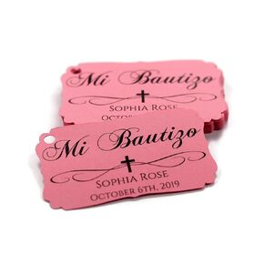 Personalized Mi Bautizo Favor Tags (Set of 12) (White)