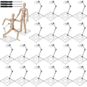 24 Pack Action Figure Stand Model Support Stand Clear Doll Base Assembly Action Figure Display Holder Base with Screwdriver Compatible HG/RG 1/144 Toy, Transparent(9 Inches)