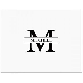 Personalized Blue Front & Center Initial Monogram Note Card Set - 24 Cards with White Envelopes, 4¼ x 5½ Inch Size, Blank Inside, Add a Name and Initial, For Thank You Notes, or Graduation Gifts